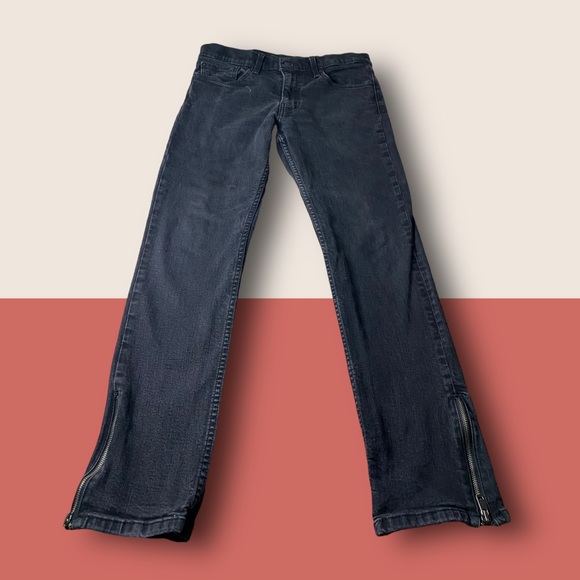 👖 LEVIS 511 SLIM FIT BLACK ANKLE ZIP JEANS W34 L32 - Picture 2 of 9